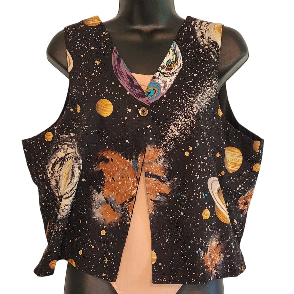 Handmade space themed vest solar system print custom